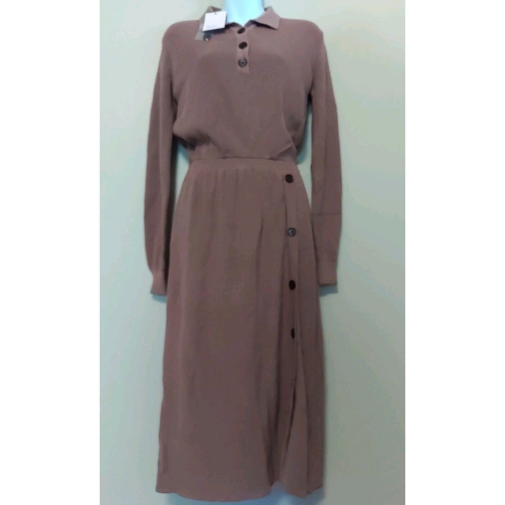 Udel New York Women Mauve Knit Long sleeve Button Dress Size XS